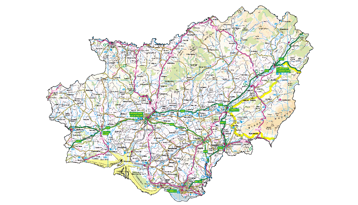 Map of Carmarthenshire Boundary