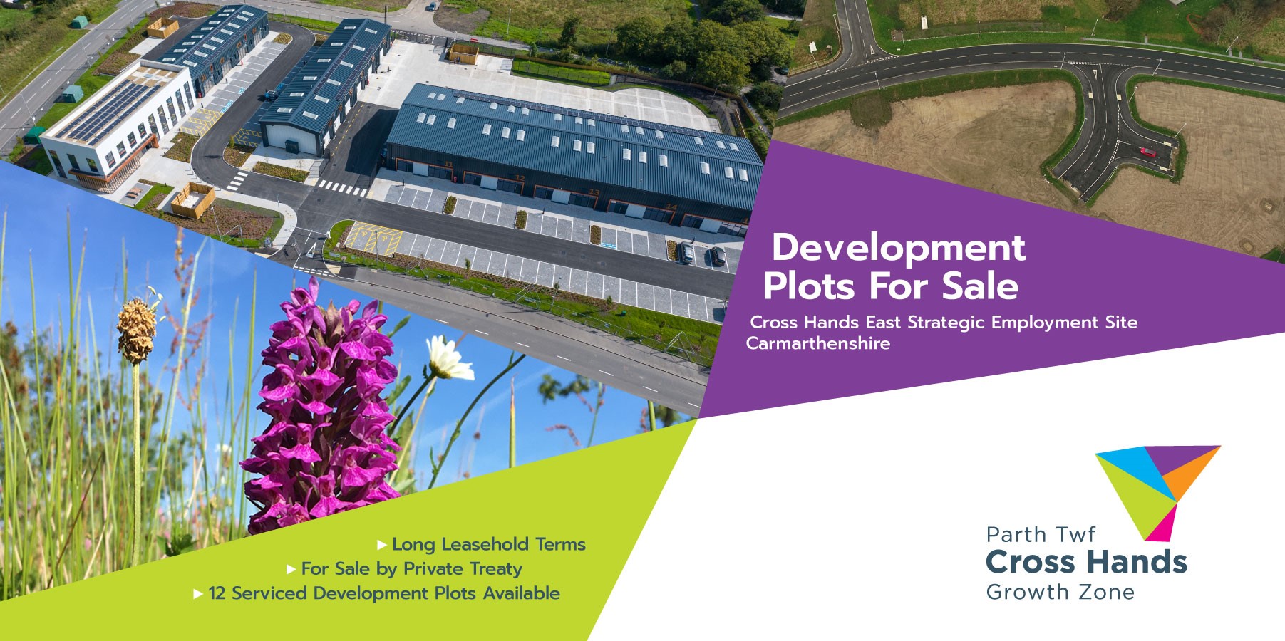 Development Plots for Sale. Cross Hands East Strategic Employment Site, Carmarthenshire. Long Leasehold Terms - For Sale by Private Treaty - 12 Serviced Development Plots Available. Parth Two Cross Hands Growth Zone