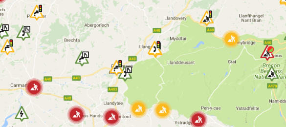 Carmarthenshire Roadworks Map