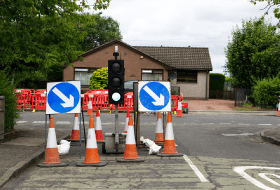 Faulty temporary traffic lights