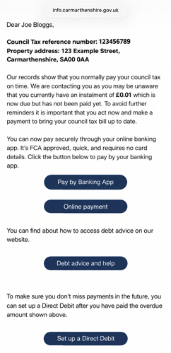 image of outstanding Council Tax payment(s) and further links