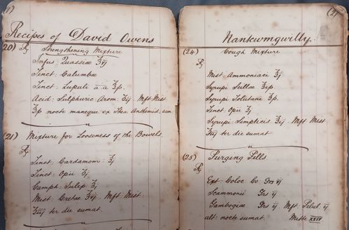 Image shows an open book with recipes for home remedies.
