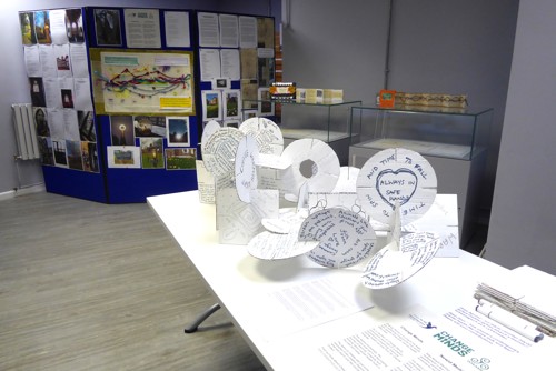 Various mediums of artwork inspired by patient case studies and mental health.