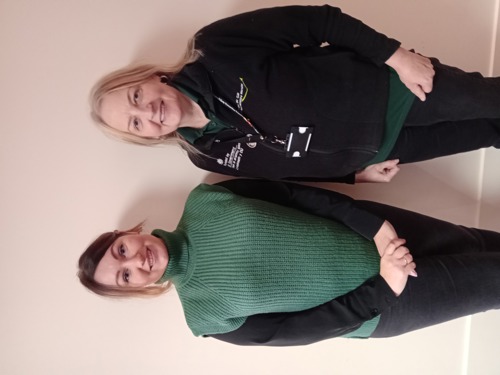 Photo of Nataliia and Carmarthenshire working staff member Bethan