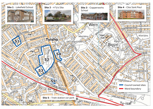 Map of Sites 1-5